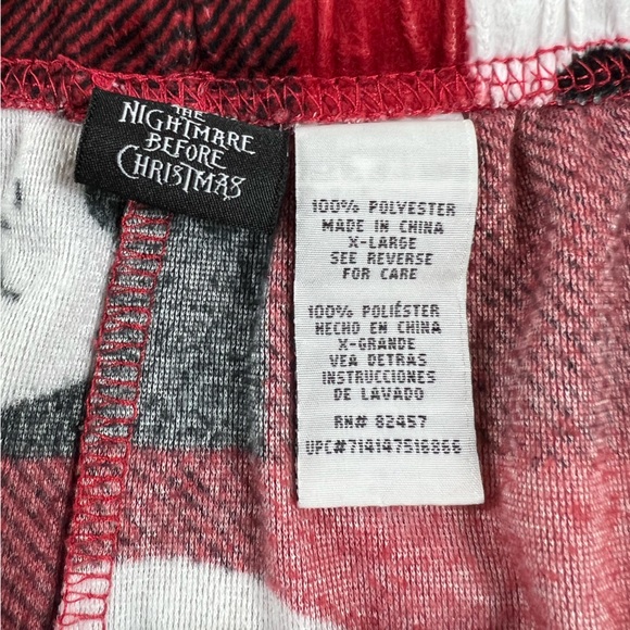 The Nightmare Before Christmas Fleece Pajama Sleep Pants Size XL Red Black - Picture 3 of 4